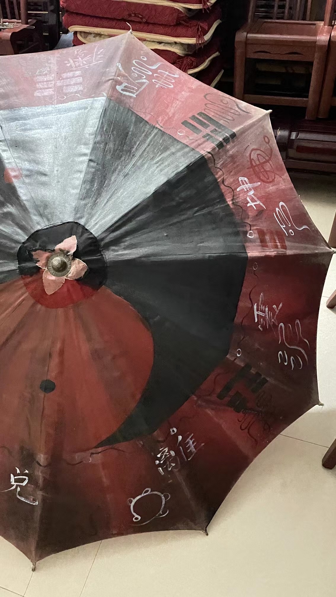 The Auspicious Red Evocation Umbrella with Exorcism Bagua